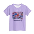 thumbnail image 5 of Girls Patriotic American Flag T-Shirt Purple Floral Butterfly Graphic Polyester Spandex Short Sleeve Crew Neck,Size 9-10T, 5 of 6