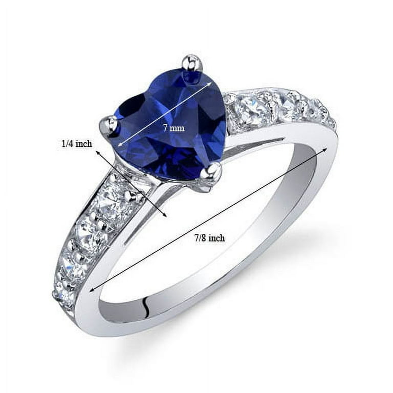 1/4 Carat Created Blue Sapphire Heart Ring Rhodium on Sterling Silver 1/4 Carat Created Blue Sapphire Heart Ring Rhodium on Sterling Silver