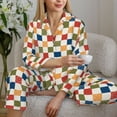 thumbnail image 6 of Bingfone Womens Pajama Sets Floral Checkerboard Print,Long Sleeve Loungewear Pajamas Set-X-Large, 6 of 8
