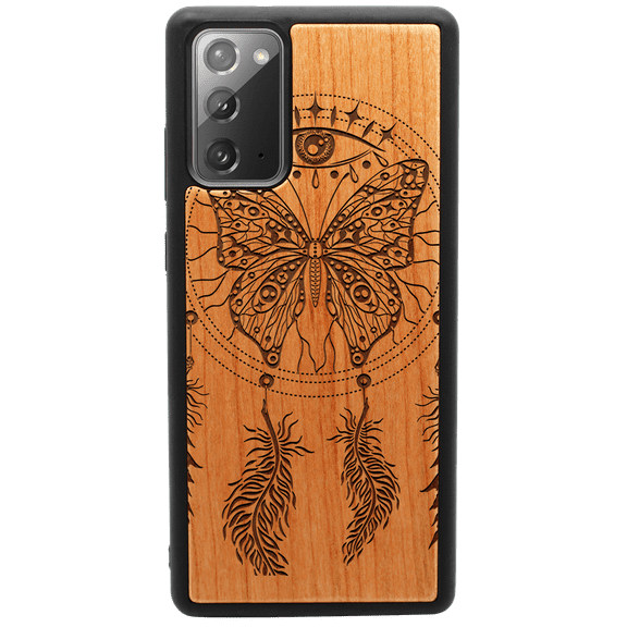 Dream Catcher with Butterfly - Engraved Phone Model: Samsung Note 20, Color: Cherry