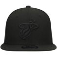 thumbnail image 2 of Men's New Era Miami Heat Black On Black 9FIFTY Snapback Hat, 2 of 4