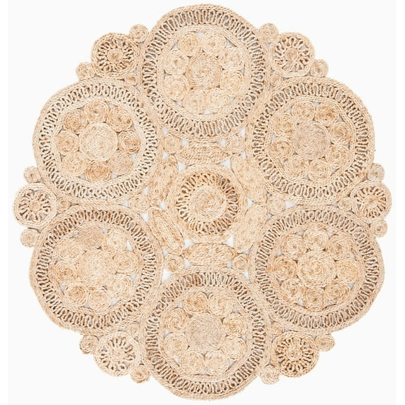 SAFAVIEH Natural Fiber Fredrick Geometric Area Rug, Natural, 5' x 5' Round