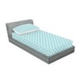 thumbnail image 2 of Ambesonne Retro Fitted Sheet & Pillow Sham Set, Squares Lines Geometric, Twin, Sky Blue White, 2 of 2