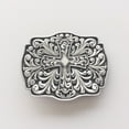 thumbnail image 3 of Antique Brushed Silver Western Flower Belt Buckle Gurtelschnalle Boucle de ceinture, 3 of 5