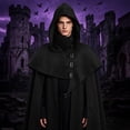 thumbnail image 3 of Medieval Hooded Cloak For Men, Renaissance Cowl Shawl Scarf, Halloween Festival Short Poncho Cape Accessories, 3 of 7
