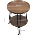 thumbnail image 3 of GDAE10 Small Round End Table with Storage Shelf,Rustic Style Sofa Side Table with Metal Leg, 2-Tier Side Table,for Living Room Bedroom, 3 of 9