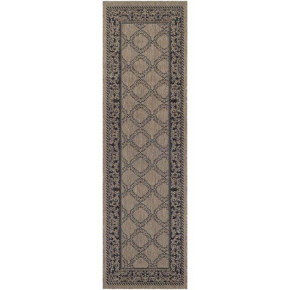 Couristan Recife Garden Lattice Area Rug, 2'3" x 7'10" Runner, Cocoa-Black