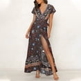 thumbnail image 4 of Jusqu'à 65 % de Rabais! Robes d'Été Mode pour Femmes 2024 Grande Taille Robe à Col en V Plage Bohème à Imprimé Floral Robe de Vacances, 4 of 6