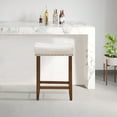 thumbnail image 4 of Costway Set of 4 Nailhead Saddle Bar Stools 24'' Height w/ Fabric Seat & Wood Legs Beige, 4 of 10