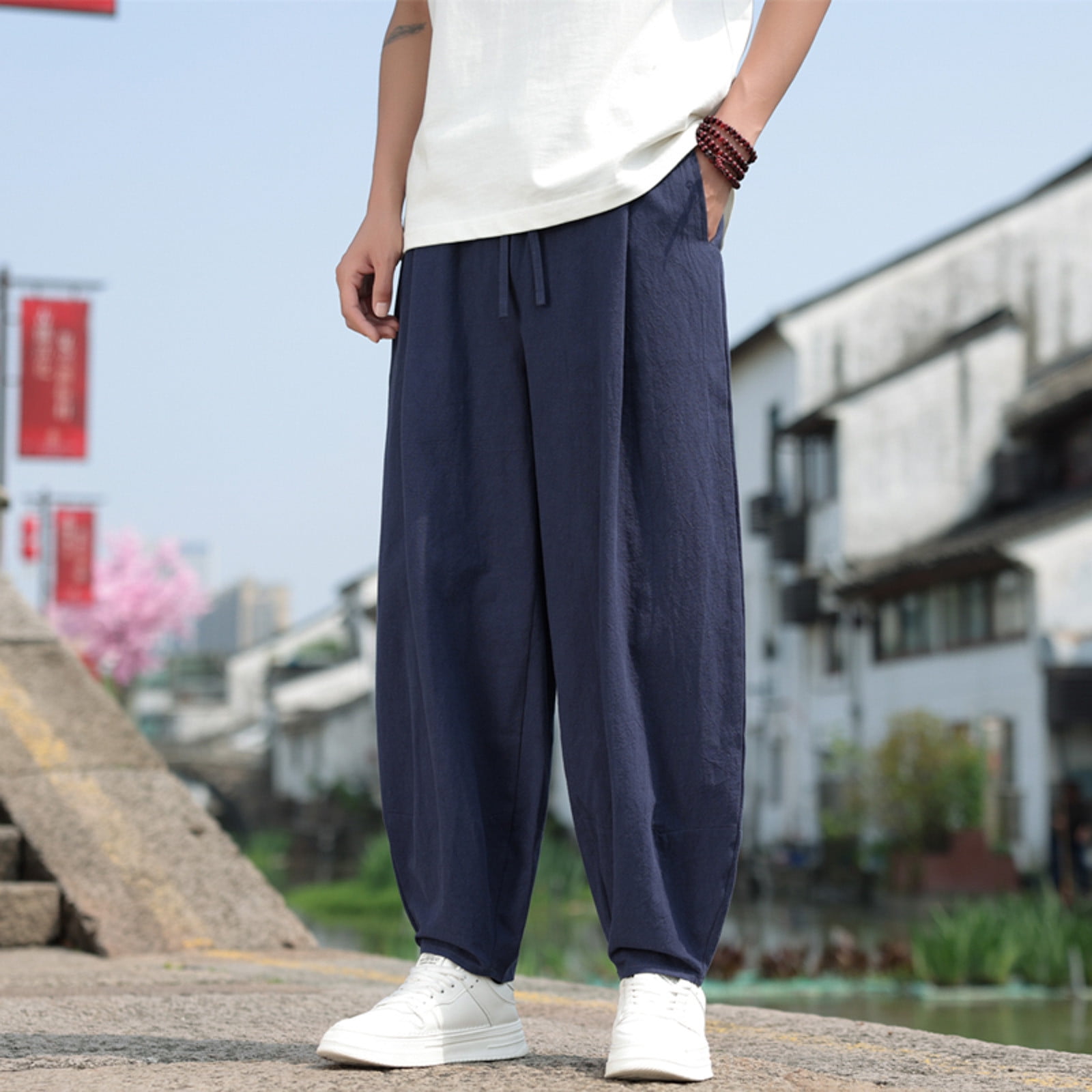 Xingfenly Summer Thin Men' Straight Loose Jeans Soft Fabric