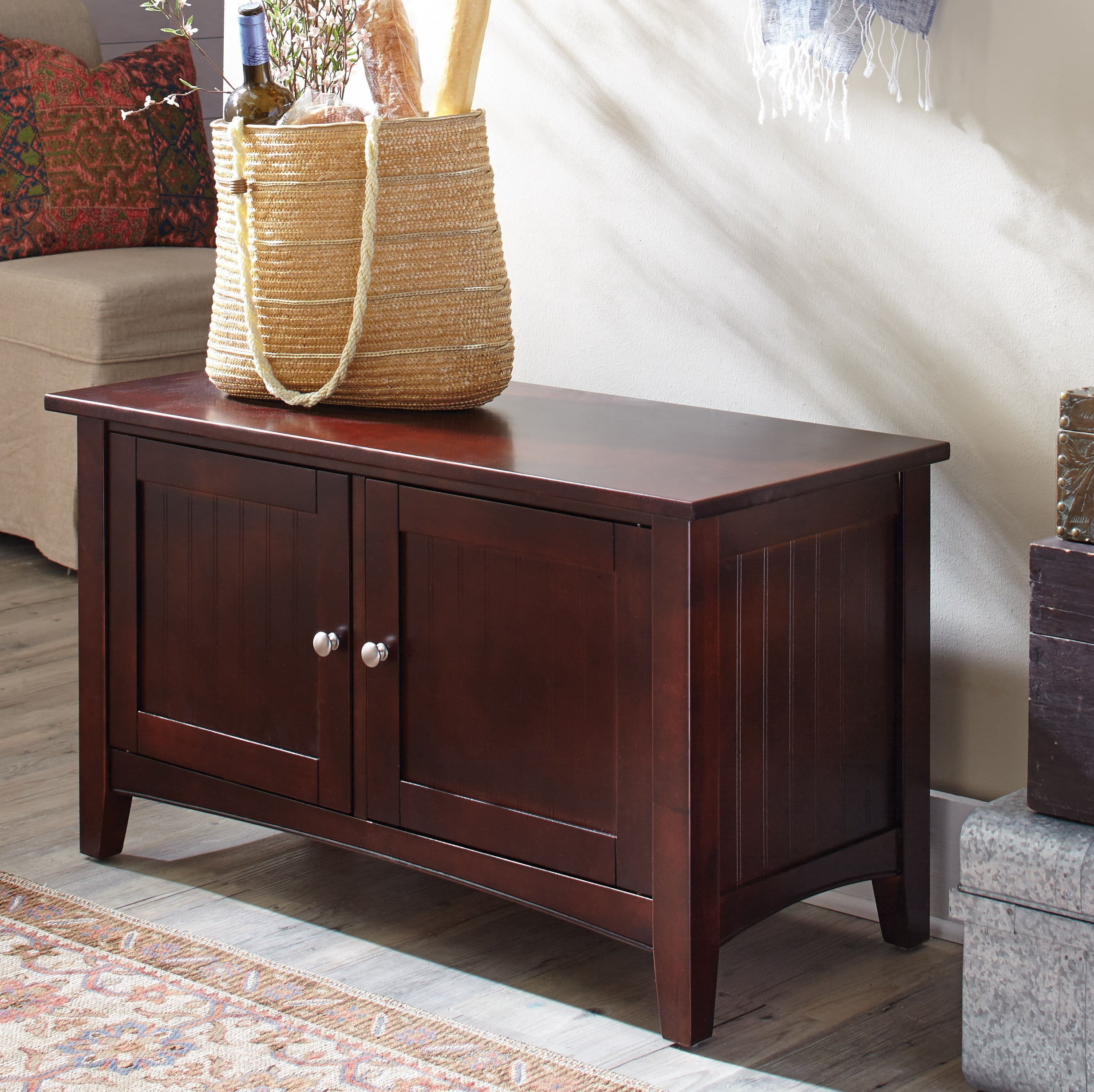 Shaker Cottage Tray Shelf with Cabinet Bench, Espresso