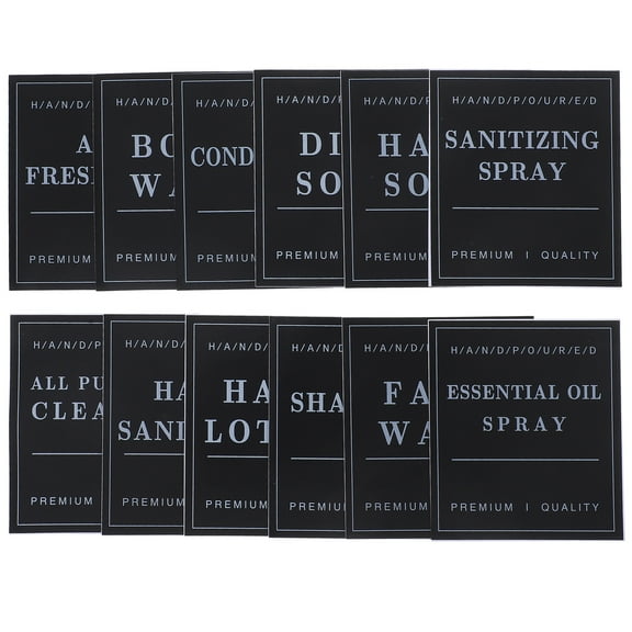 36 Pcs Bathroom Labels for Bottles Shampoo Waterproof Travel Black
