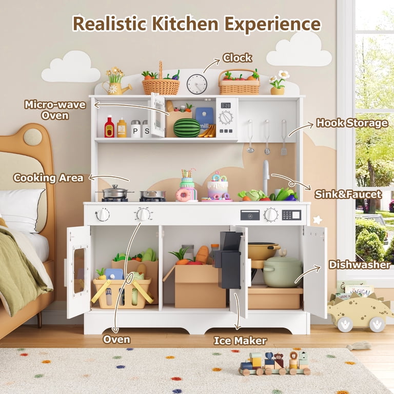 Wooden Kids Play Kitchen with Accessories, 11 Pieces photo 4