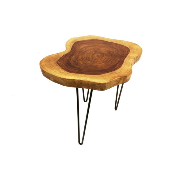 Mountain Woods Live Edge Stool/Side Table Made With Hand Selected Organic Acacia Wood, Modern Grey Finished 20”X20”X20”