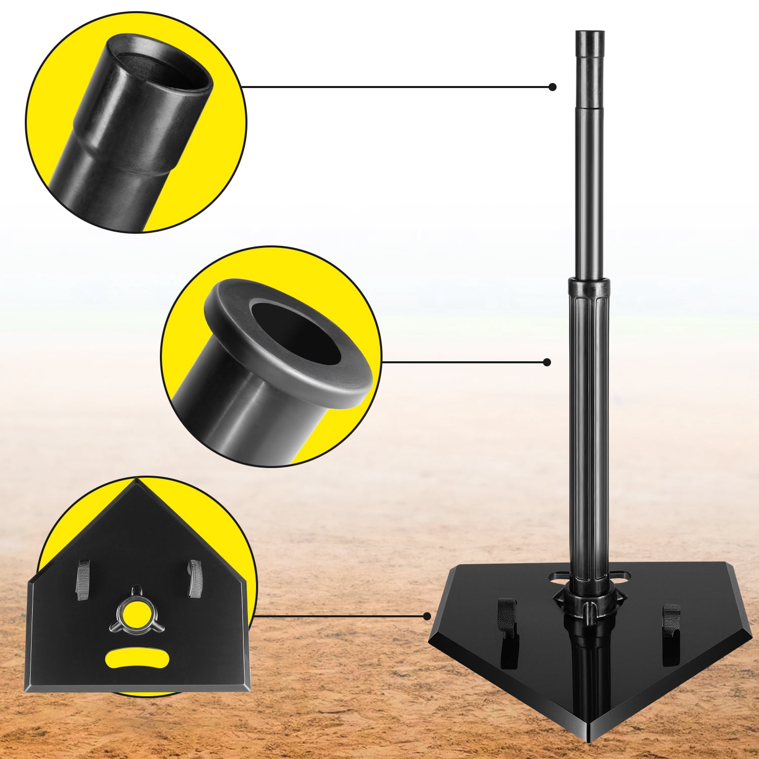 FITPLAY Rubber Baseball Batting Tee, Height Adjustable Portable Baseball Tee for All Ages