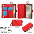 thumbnail image 3 of for Samsung Galaxy S24 Plus Wallet Case, Multi-Functional Zipper Purse Case with Card Holders, RFID Blocking Full Body Case, Shoulder Strap Wristband Crossbody Cover for Galaxy S24 Plus, Red, 3 of 7