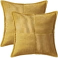 thumbnail image 6 of Gold Pillow Covers 20x20 Inch with Splicing Set of 2 Super Soft Boho Striped Corduroy Pillow Covers Broadside Decorative Textured Throw Pillows for Fall Couch Cushion Livingroom, 6 of 12