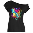 thumbnail image 3 of Womens Summer T Shirts 80's Print Tee Boat Neck Short Sleeve Loose Fit Casual Tops, 3 of 3