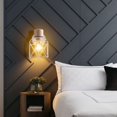thumbnail image 2 of Juego de 2 apliques de pared industriales TUNC diseño jaula de metal madera ajustable 15 cm blanco, 2 of 5