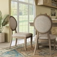 thumbnail image 2 of Furniture of America Carol Padded Wood Rustic Oak and Beige Side Chairs (Set of 2), 2 of 6