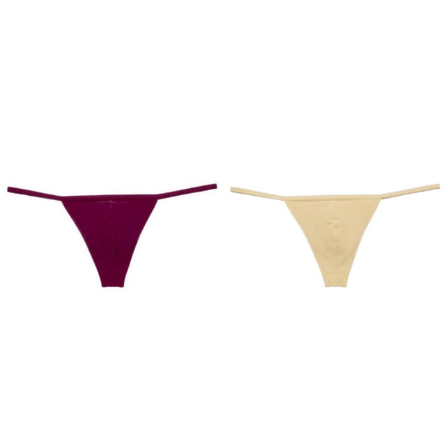 Lot de 2 (Vin 1PCS & Kaki 1PCS) Multipack Bas de Corps en Strass pour Femmes sous-Vêtements Hommes Taille Ouverte String Bas Culottes Femmes