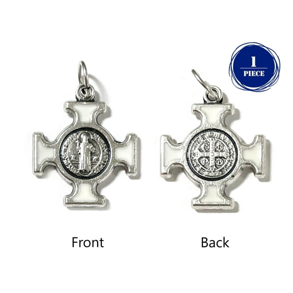 Saint Benedict small cross - colors enamel accented 0.7"