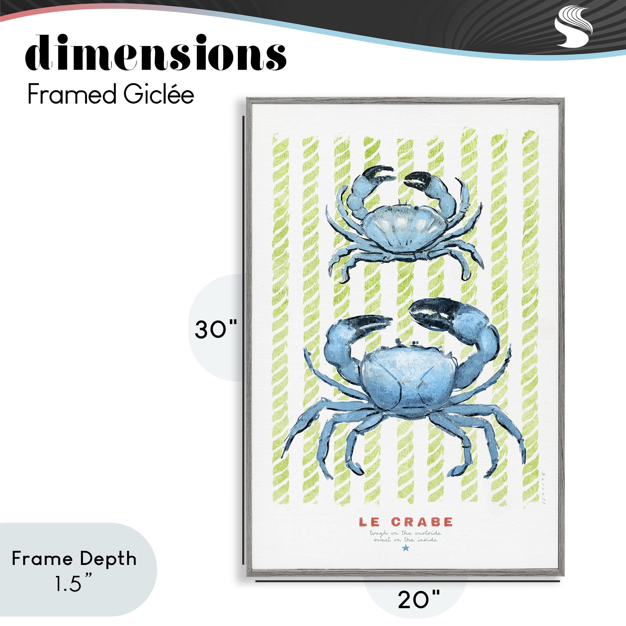 Stupell Industries Modern Bistro Crabs Gray Framed Giclee Art, design by Chad Barrett