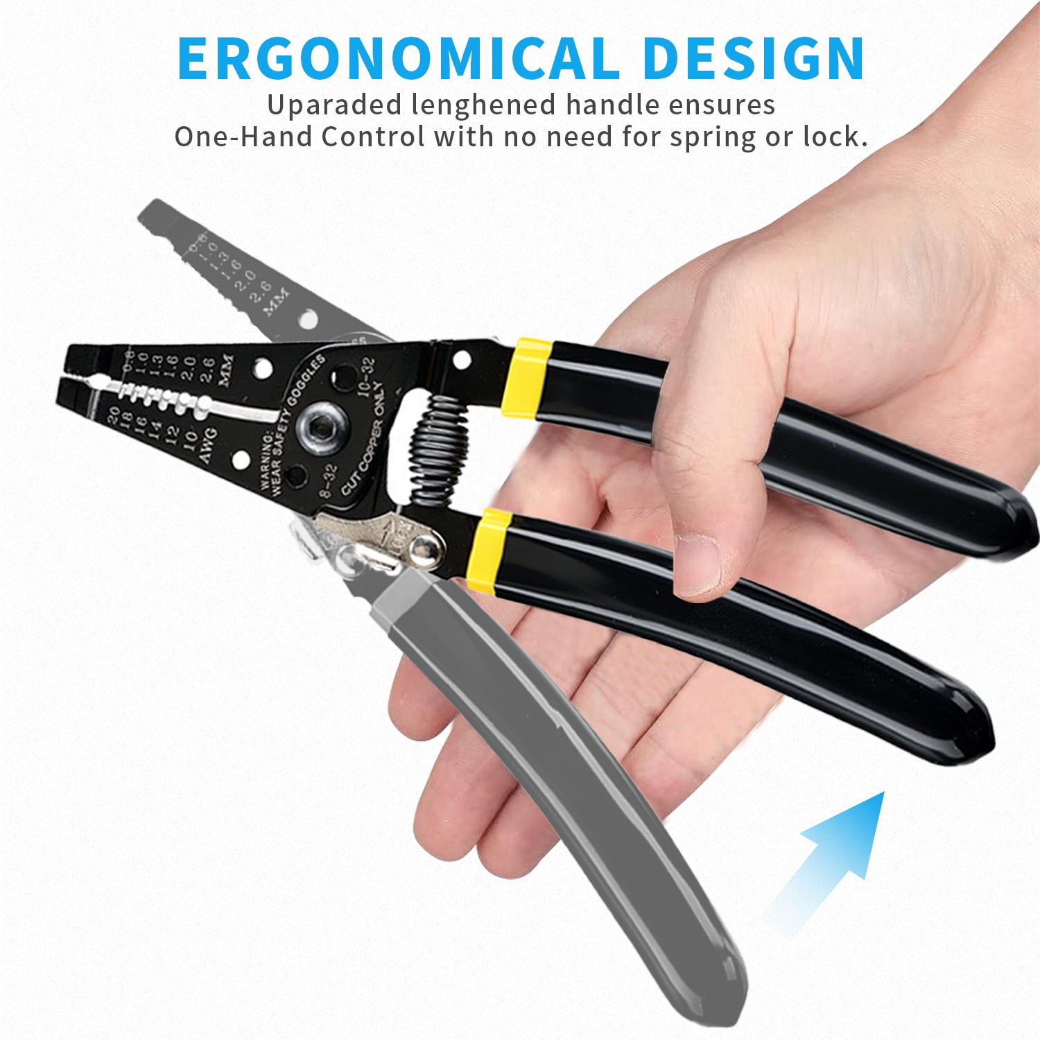 Quanmin Multifunction 7.5 Inch Wire Cutter and Wire Stripper, Stranded Wire Cutter, Solid Wire Cutter, Precision Pliers Springloaded Cuts Copper Wire, with 5 inch Needle Nose Pliers