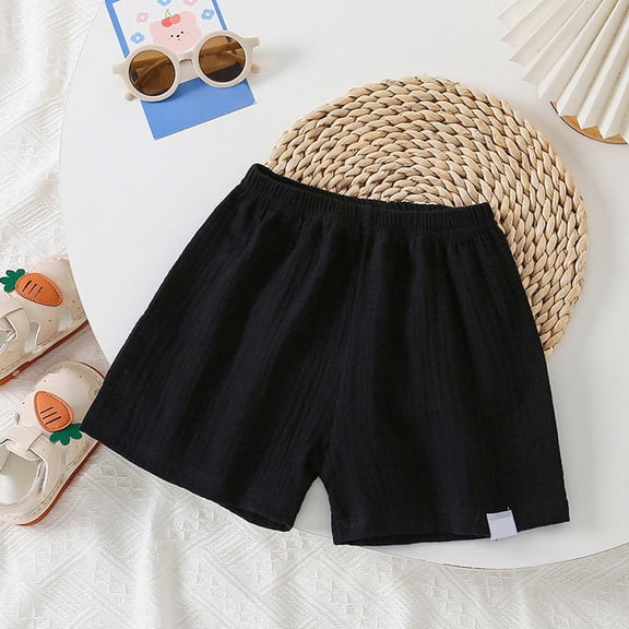 Huowey Baby Toddler Girls Shorts Solid Color Elastic Waist Knee Length Wide Leg Breathable Loose Casual Lightweight Comfortable Summer Breathable Relaxed Bloomers Shorts,Black,2-3 Years