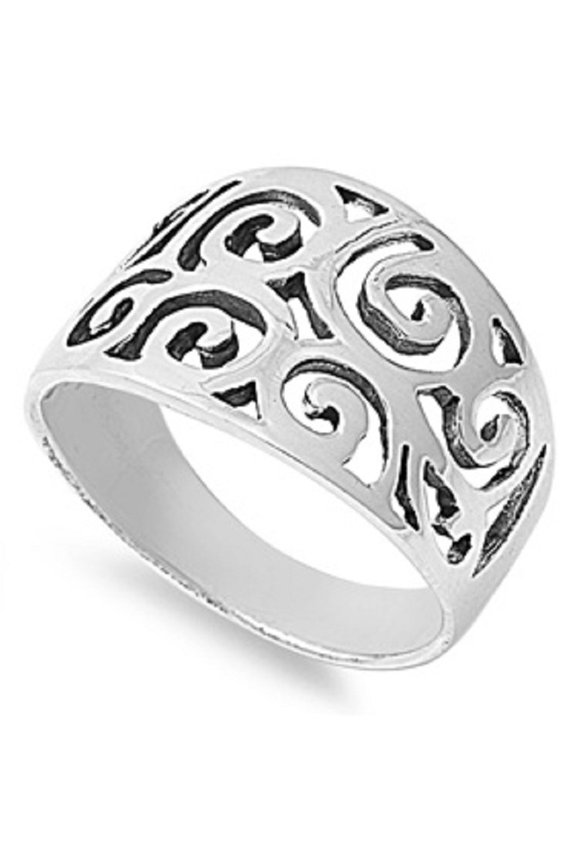 925 Sterling Silver Walls of Utopia Op Art Filigree Ring Size 9