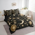 thumbnail image 3 of Feelyou Bohemian Starry Sky Bedding Comforter Set 7 Pieces for Kids, Black Gold Stars Full Bedding Set, Psychedelic Sun Moon Reversible Fitted Sheet Flat Sheet, Microfiber Bedroom Decor, 3 of 8