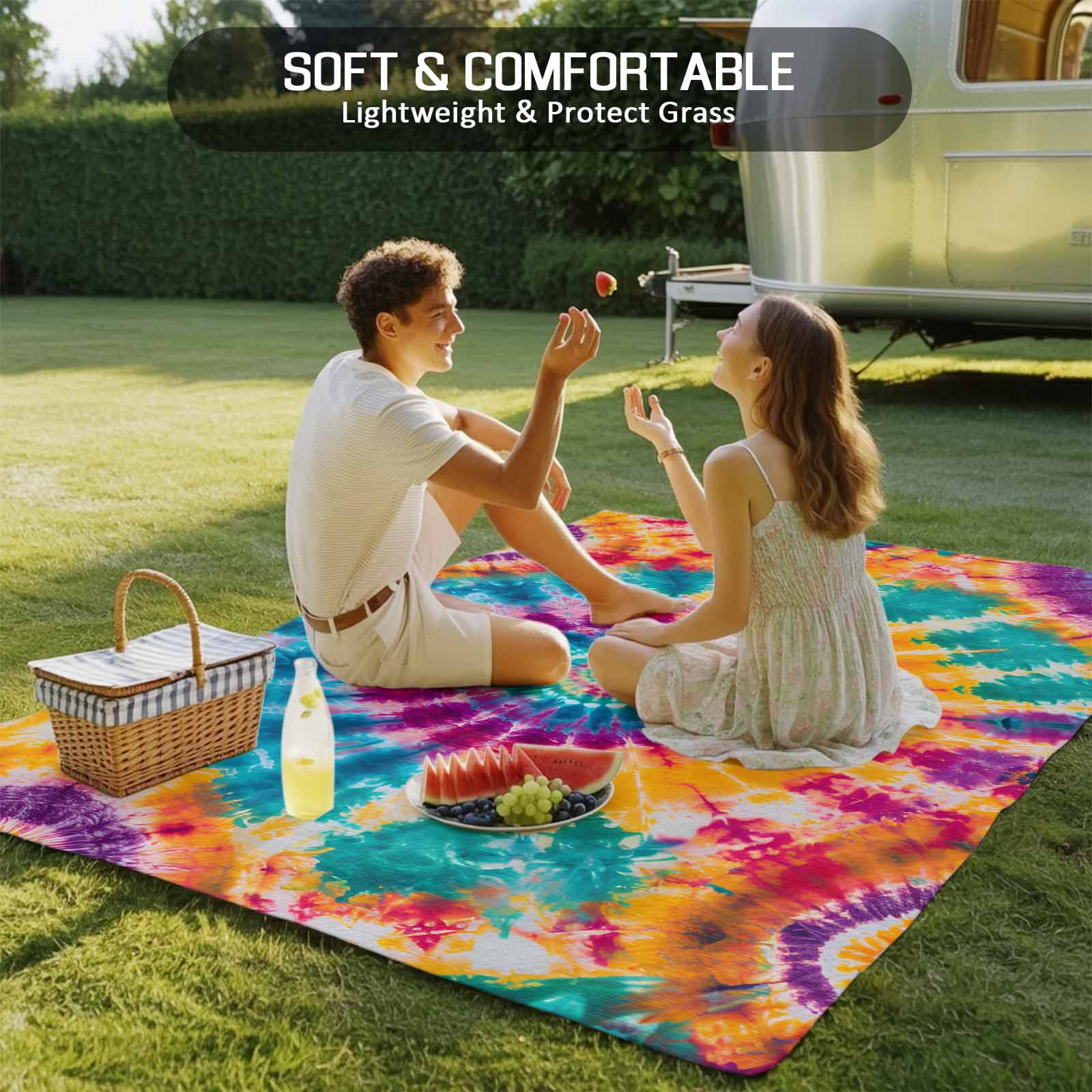 Outdoor Rug 5x8 ft Abstract Ethnic Tie Dye Waterproof Outdoor Patio Rug Mat Non Slip Outside Area Rugs Carpet for RV,Camping,Porch,Deck,Pool,Balconybackyard,Watercolor Colorful