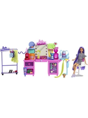 Barbie Extra Doll & Vanity Playset W Ith Exclusive Doll, Pet Puppy, Vanity & 45+ Pieces