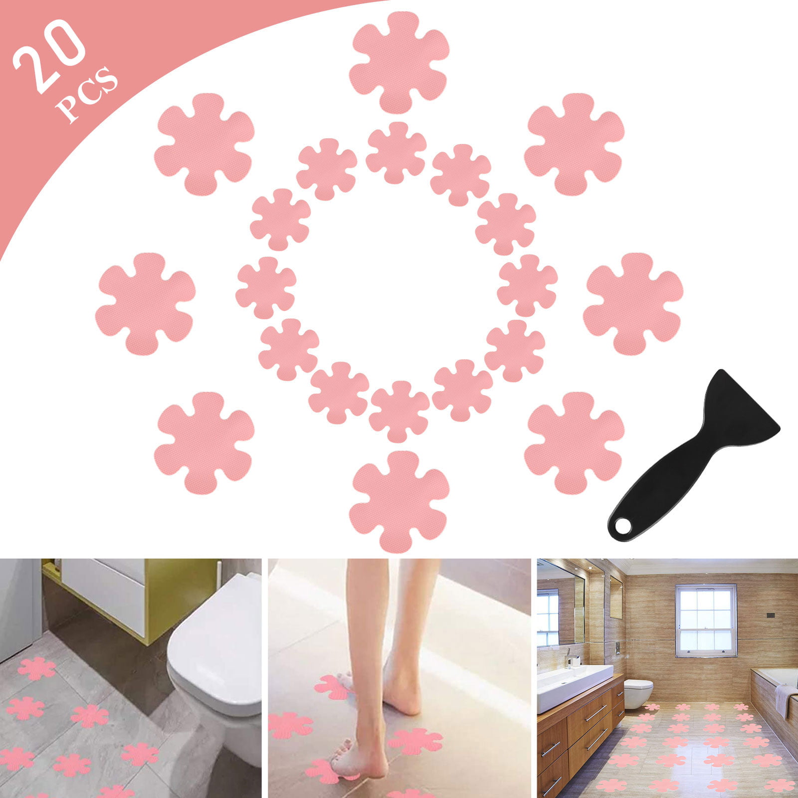 20Pcs 4" Flower Safety Treads Non-Slip Applique Sticker Tub Strip Floor Decal US