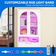 thumbnail image 4 of Dextrus 72" Tall Bookcases with LED Light& Drawers, 6 Tier Wooden Storage Bookshelf with Door, Display Cabinet, 4 of 10