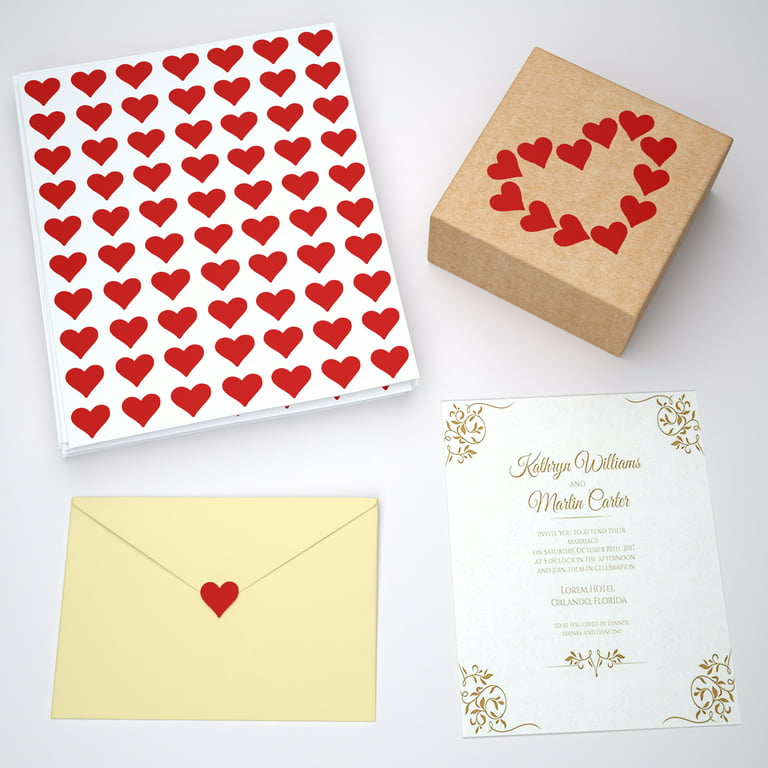 Heart label Red sticker 1/2 (0.5 inch) 13mm - heart stickers for envelopes,  invitation seals, gift packaging, boxes and bags - 1050 pack by Royal green  