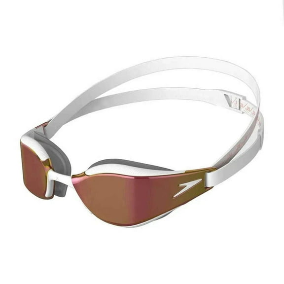 Speedo Fastskin Hyper Elite Mirrored Swimming Goggles, White/Grey Rose Gold