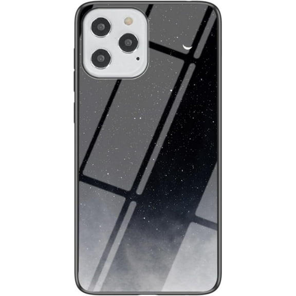 Dazzling Glass Starry Sky Pattern Phone Case for 15 iPhone Plus/Pro Max, Light and Thin Full Protective Shell, Unique Colored Back Cover Black