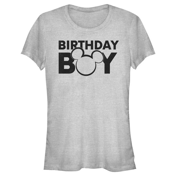 Junior's Mickey & Friends Birthday Boy Outline Logo Graphic Tee Athletic Heather Medium