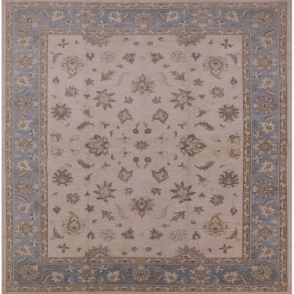 Ahgly Company Indoor Square Mid-Century Modern Khaki Rose Pink Oriental Area Rugs, 6' Square