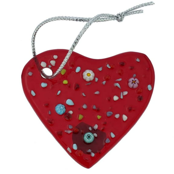 GlassOfVenice Murano Glass Heart Christmas Ornament - Red