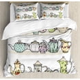 thumbnail image 1 of Teatime Duvet Cover Set Queen Size, Vintage Tea Pots and Cups Classic British Tradition English Old Fashioned Shabby, Decorative 3 Piece Bedding Set with 2 Pillow Shams, Multicolor, by Ambesonne, 1 of 3