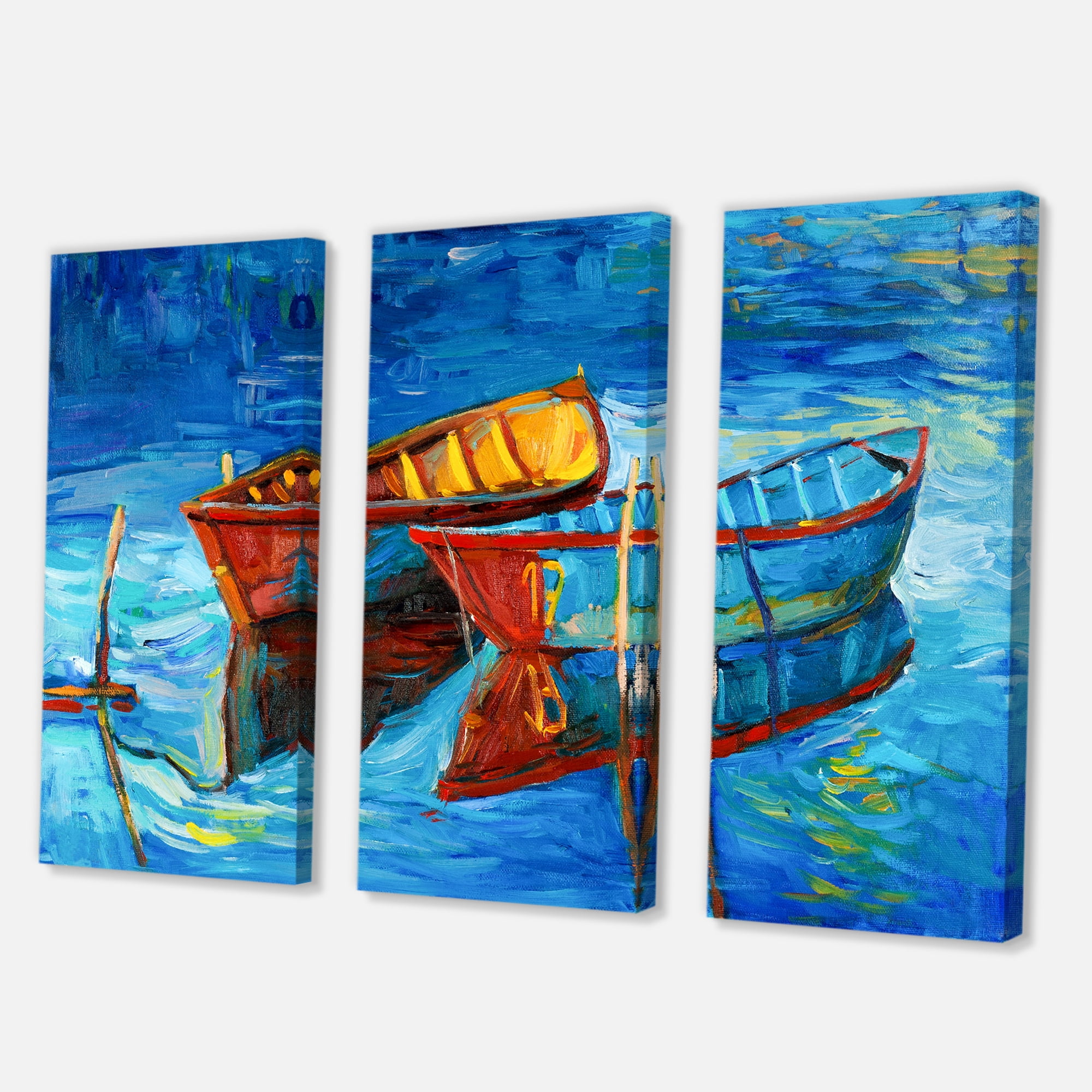 Designart ' Boat At The Lake During Evening Glow III ' Nautical & Coastal Canvas Wall Art Print