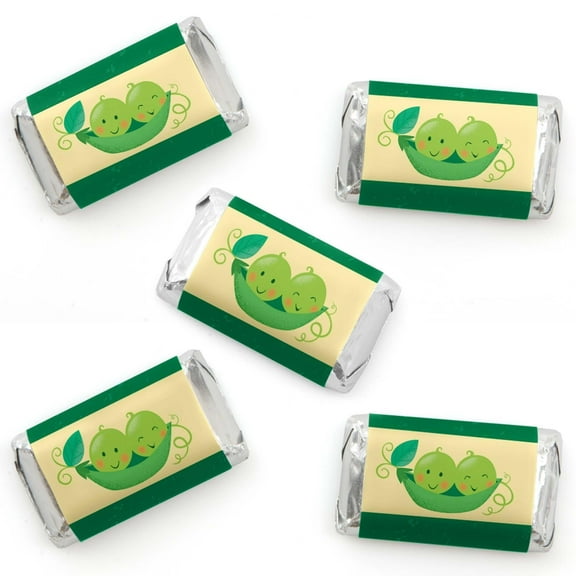Big Dot of Happiness Double the Fun - Twins Two Peas in a Pod - Mini Candy Bar Wrapper Stickers - Baby Shower or Birthday Party Small Favors - 40 Ct