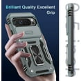 thumbnail image 4 of KOMI Case for Google Pixel 9/9 Pro with Slide Camera Cover+Screen Protector(1 Pack), Rotated Ring Kickstand Military Grade Shockproof Protective Cover-Grey, 4 of 5