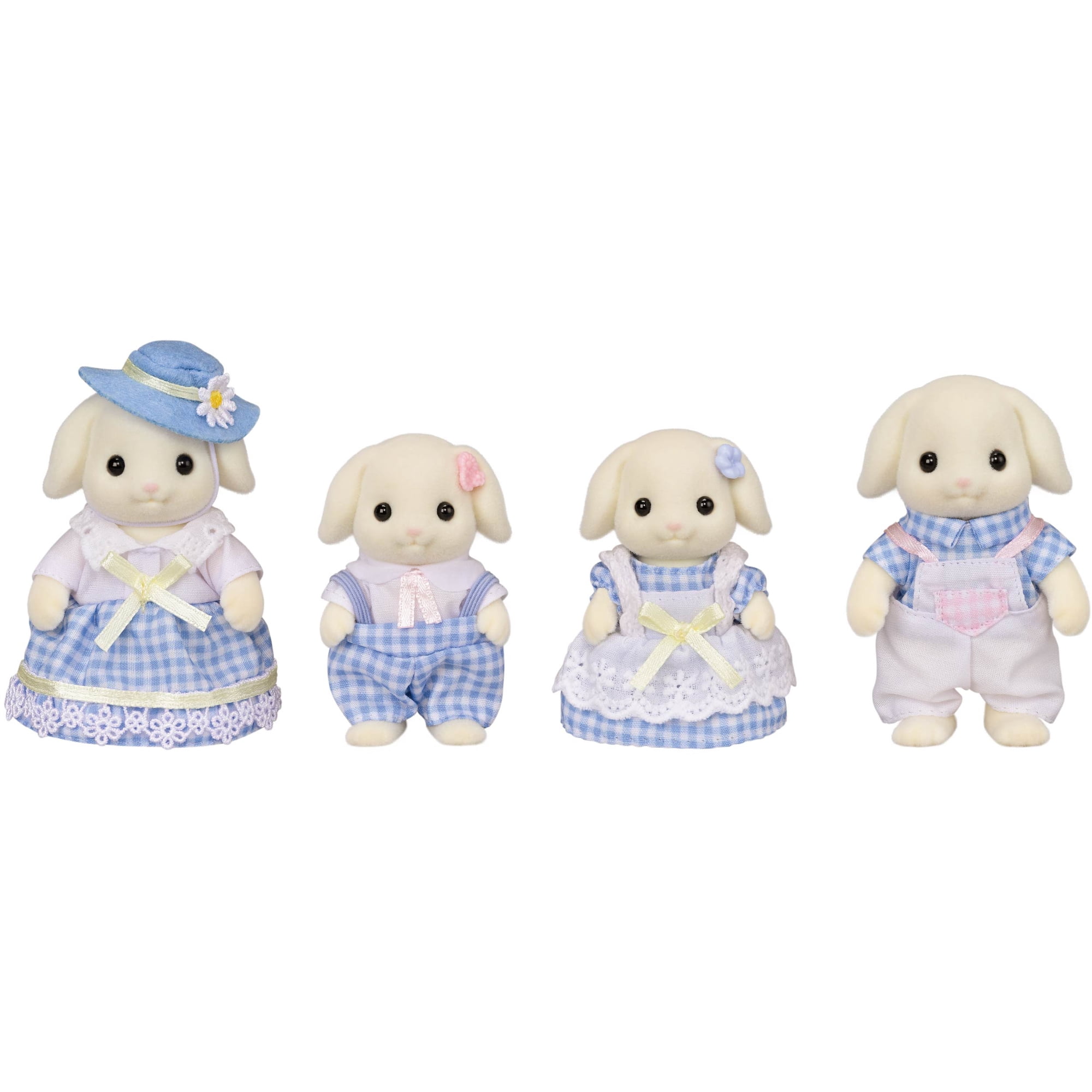 Calico Critters Flora Rabbit Family, Set of 4 Collectible Doll Figures