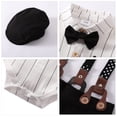 thumbnail image 4 of CARETOO Baby Boy Clothes Infant Formal Dress Outfit Set Romper Shirt Bowtie Beret Suspender Trousers 0-24M 4Pcs Church Wedding Baptism Suit Cotton Fabric, 4 of 11