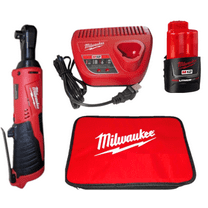Milwaukee M12 12V Cordless 3/8 in. Ratchet Tool Kit – Includes REDLITHIUM Battery, Charger & Case - Model 2457-21