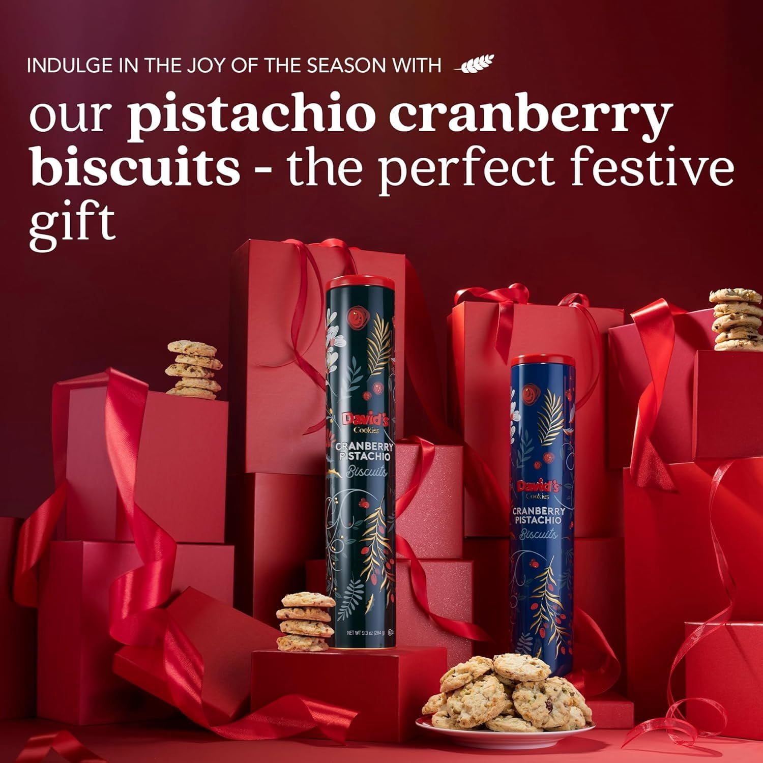 David's Cookies Cranberry Pistachio Biscuits, Handcrafted Gourmet Cookies, 264 g, 2-Pack