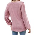 thumbnail image 5 of Hibeli Women Grommet Holes V Neck Puff Long Sleeve Solid Color Eyelet Top, 5 of 7